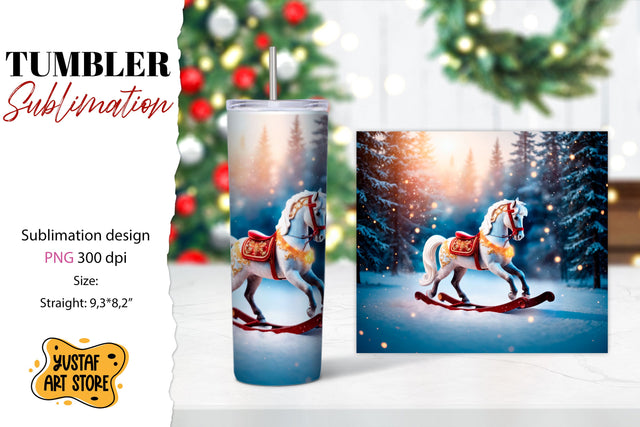 Rocking Horse Christmas Tumbler Sublimation Sublimation Yustaf Art Store 