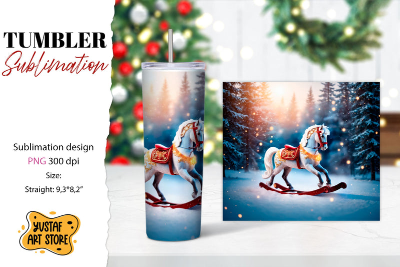 Rocking Horse Christmas Tumbler Sublimation Sublimation Yustaf Art Store 