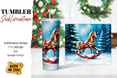 Rocking Horse Christmas Tumbler Sublimation Sublimation Yustaf Art Store 