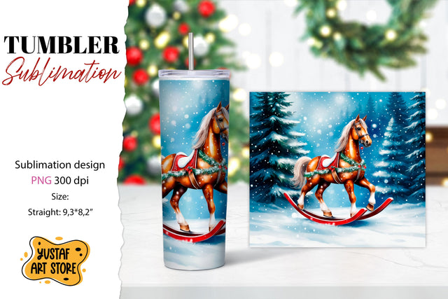Rocking Horse Christmas Tumbler Sublimation Sublimation Yustaf Art Store 