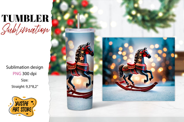Rocking Horse Christmas Tumbler Sublimation Sublimation Yustaf Art Store 