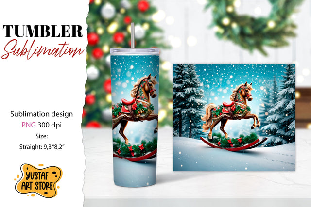 Rocking Horse Christmas Tumbler Sublimation Sublimation Yustaf Art Store 