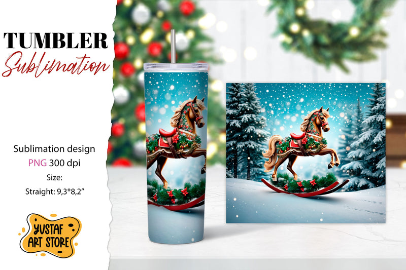 Rocking Horse Christmas Tumbler Sublimation Sublimation Yustaf Art Store 