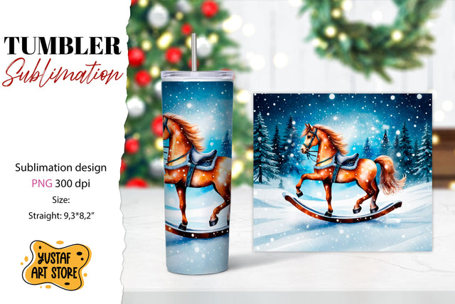 Rocking Horse Christmas Tumbler Sublimation Sublimation Yustaf Art Store 
