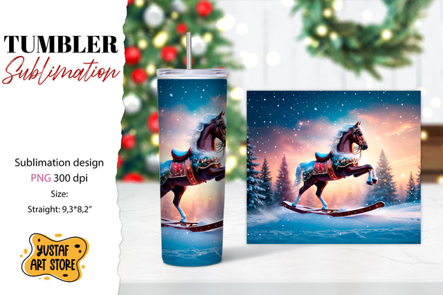 Rocking Horse Christmas Tumbler Sublimation Sublimation Yustaf Art Store 