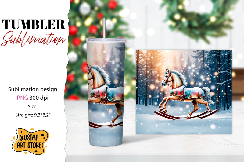 Rocking Horse Christmas Tumbler Sublimation Sublimation Yustaf Art Store 