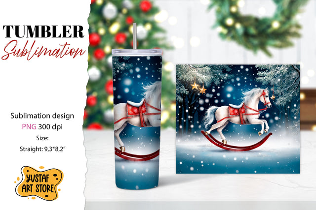 Rocking Horse Christmas Tumbler Sublimation Sublimation Yustaf Art Store 