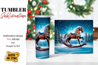 Rocking Horse Christmas Tumbler Sublimation Sublimation Yustaf Art Store 