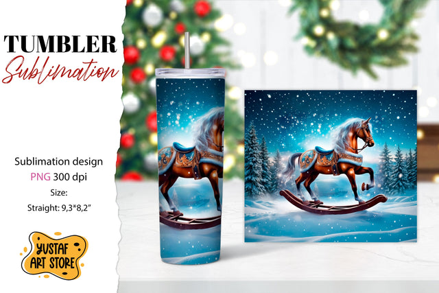 Rocking Horse Christmas Tumbler Sublimation Sublimation Yustaf Art Store 