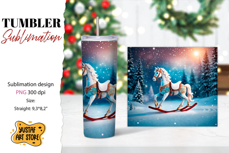 Rocking Horse Christmas Tumbler Sublimation Sublimation Yustaf Art Store 