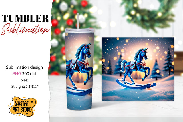 Rocking Horse Christmas Tumbler Sublimation Sublimation Yustaf Art Store 