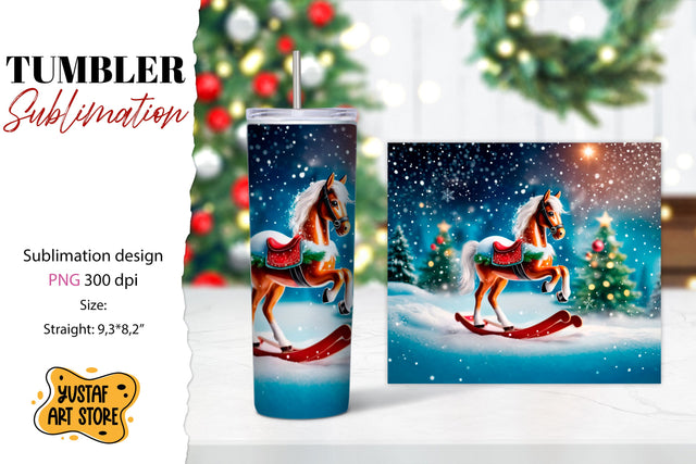 Rocking Horse Christmas Tumbler Sublimation Sublimation Yustaf Art Store 