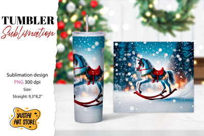 Rocking Horse Christmas Tumbler Sublimation Sublimation Yustaf Art Store 