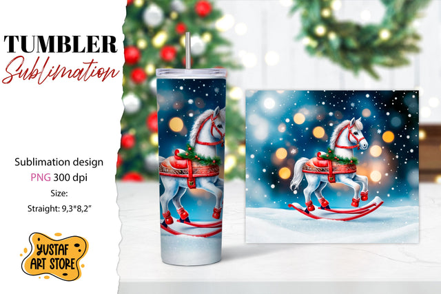Rocking Horse Christmas Tumbler Sublimation Sublimation Yustaf Art Store 