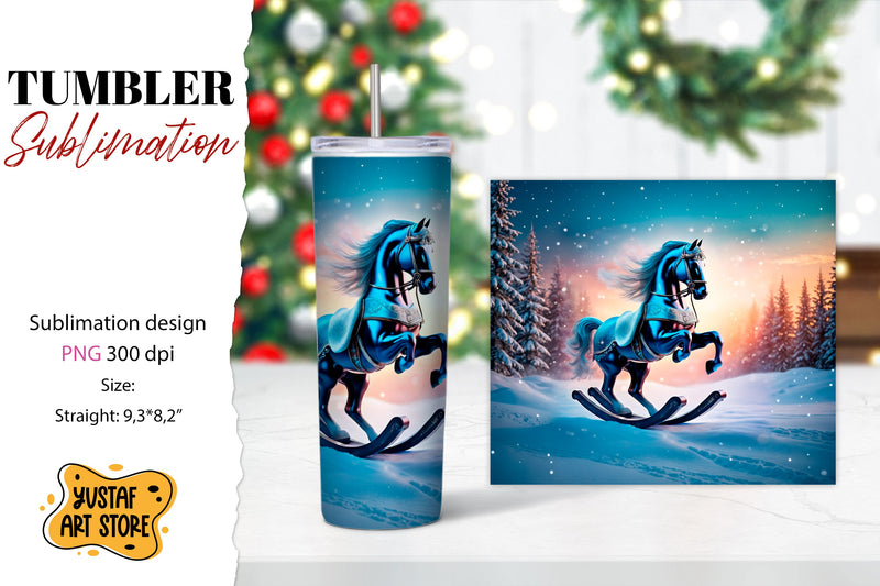 Rocking Horse Christmas Tumbler Sublimation Sublimation Yustaf Art Store 