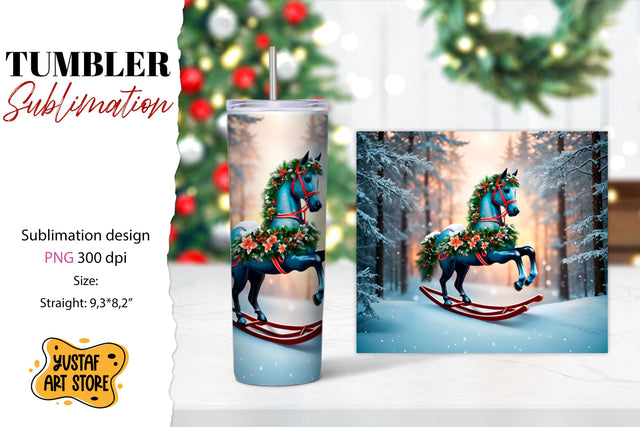 Rocking Horse Christmas Tumbler Sublimation Sublimation Yustaf Art Store 