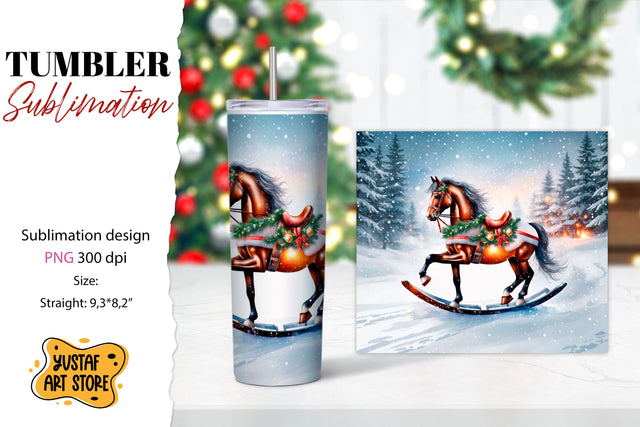 Rocking Horse Christmas Tumbler Sublimation Sublimation Yustaf Art Store 