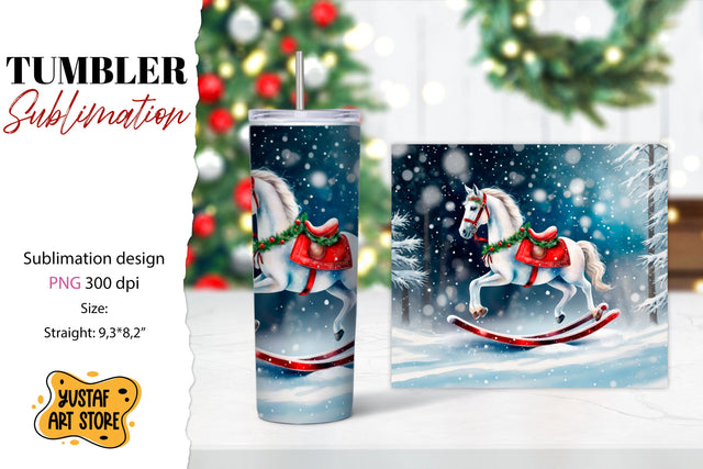 Rocking Horse Christmas Tumbler Sublimation Sublimation Yustaf Art Store 