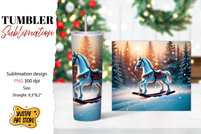 Rocking Horse Christmas Tumbler Sublimation Sublimation Yustaf Art Store 