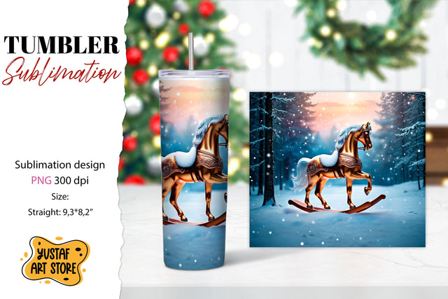 Rocking Horse Christmas Tumbler Sublimation Sublimation Yustaf Art Store 