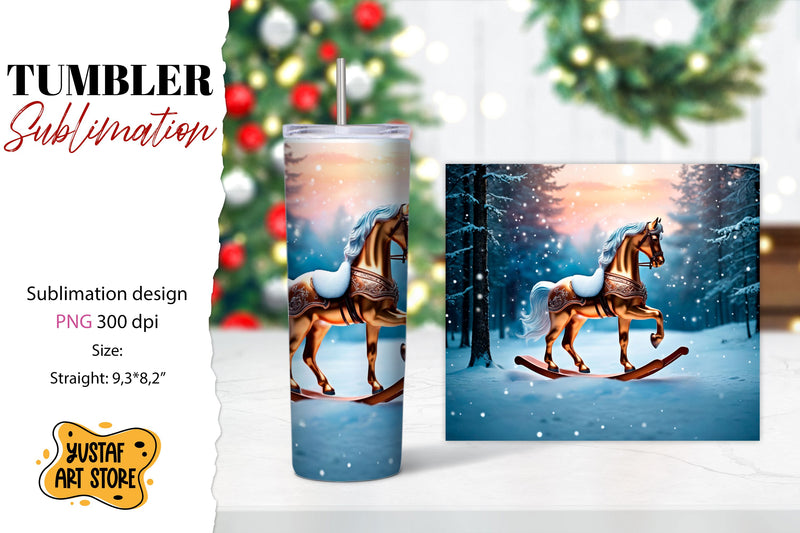 Rocking Horse Christmas Tumbler Sublimation Sublimation Yustaf Art Store 