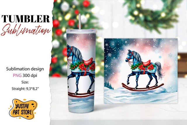 Rocking Horse Christmas Tumbler Sublimation Sublimation Yustaf Art Store 