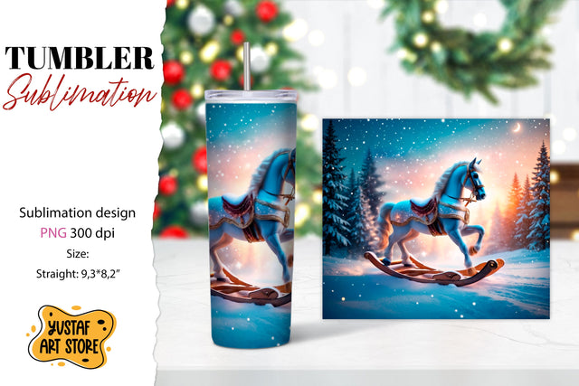 Rocking Horse Christmas Tumbler Sublimation Sublimation Yustaf Art Store 
