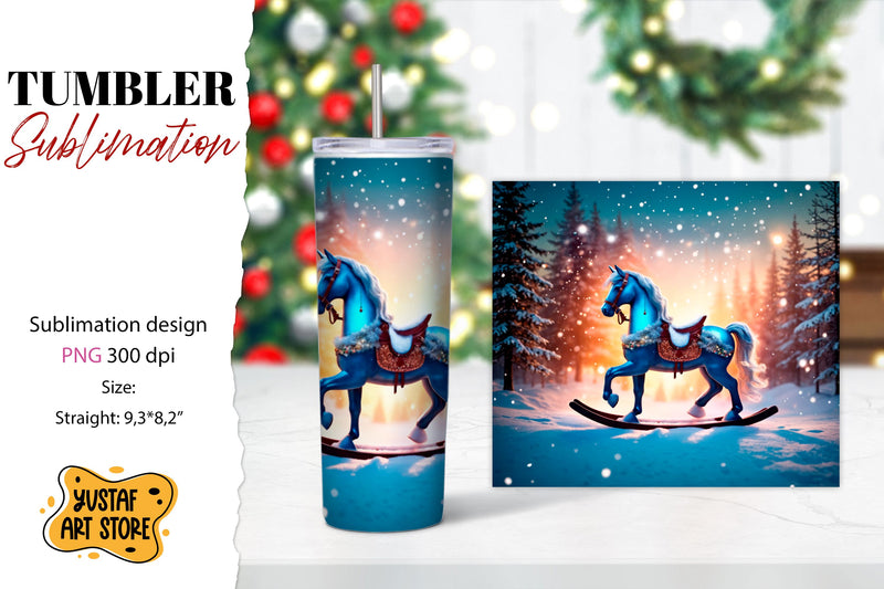 Rocking Horse Christmas Tumbler Sublimation Sublimation Yustaf Art Store 