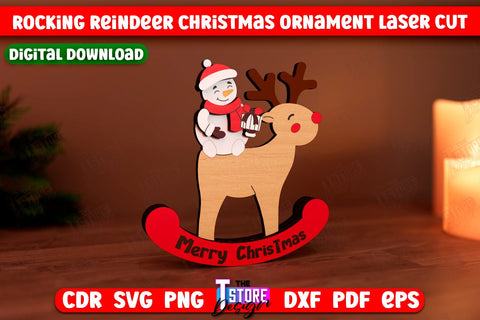 Rocking Reindeer Christmas Ornament Bundle | Holiday Decorations | Gift Idea | CNC Files SVG The T Store Design 