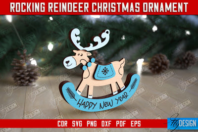 Rocking Reindeer Christmas Ornament | Holiday Decorations | Gift Idea | CNC File SVG Fly Design 