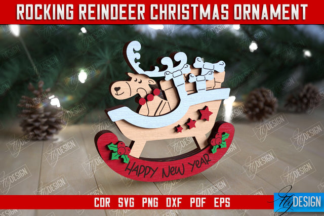 Rocking Reindeer Christmas Ornament | Holiday Decorations | Gift Idea | CNC File SVG Fly Design 