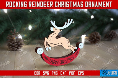 Rocking Reindeer Christmas Ornament | Holiday Decorations | Gift Idea | CNC File SVG Fly Design 