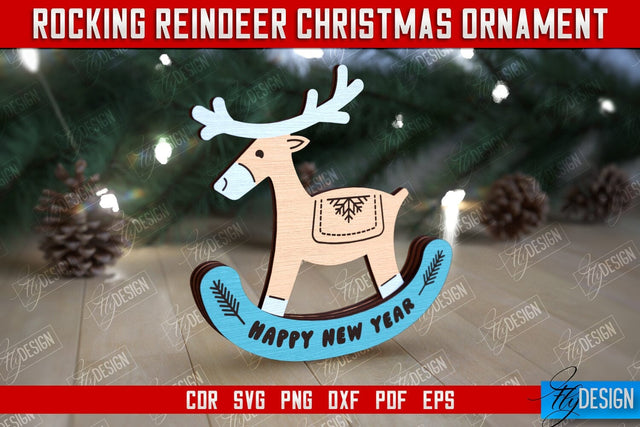 Rocking Reindeer Christmas Ornament | Holiday Decorations | Gift Idea | CNC File SVG Fly Design 