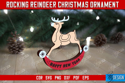 Rocking Reindeer Christmas Ornament | Holiday Decorations | Gift Idea | CNC File SVG Fly Design 