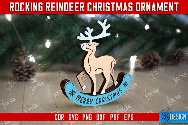 Rocking Reindeer Christmas Ornament | Holiday Decorations | Gift Idea | CNC File SVG Fly Design 