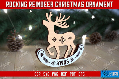 Rocking Reindeer Christmas Ornament | Holiday Decorations | Gift Idea | CNC File SVG Fly Design 