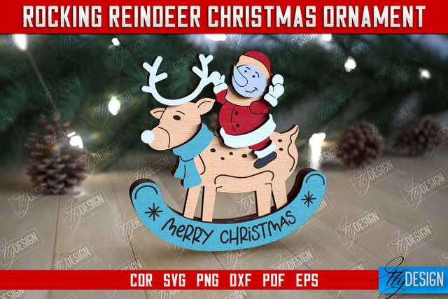 Rocking Reindeer Christmas Ornament | Holiday Decorations | Gift Idea | CNC File SVG Fly Design 