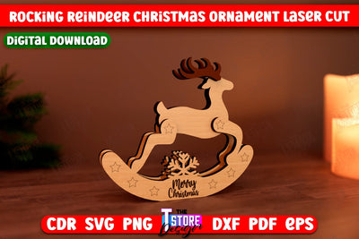 Rocking Reindeer Christmas Ornament | Holiday Decorations | Gift Idea | CNC File SVG The T Store Design 