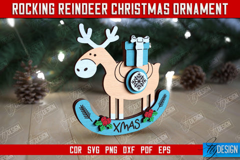 Rocking Reindeer Christmas Ornaments Bundle | Holiday Decorations | Gift Idea | CNC Files SVG Fly Design 