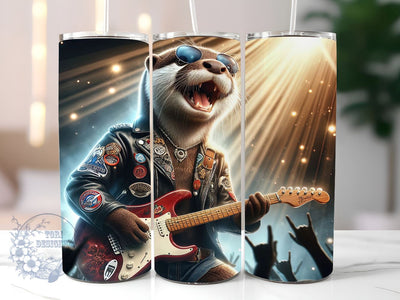 Rockstar Otter 20oz Skinny Tumbler, Rock Concert Landscape Tumbler Png, Straight & Tapered Tumbler Wrap, Instant Digital Download Sublimation ToriDesigns 