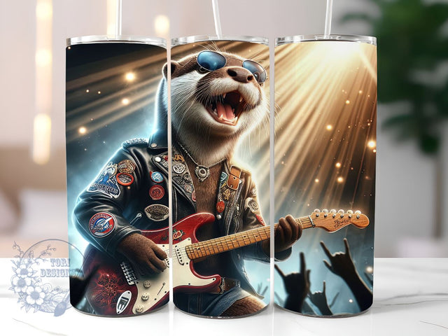 Rockstar Otter 20oz Skinny Tumbler, Rock Concert Landscape Tumbler Png, Straight & Tapered Tumbler Wrap, Instant Digital Download Sublimation ToriDesigns 