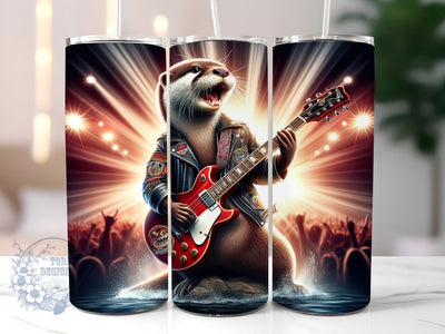 Rockstar Otter 20oz Skinny Tumbler, Rock Concert Landscape Tumbler Png, Straight & Tapered Tumbler Wrap, Instant Digital Download Sublimation ToriDesigns 