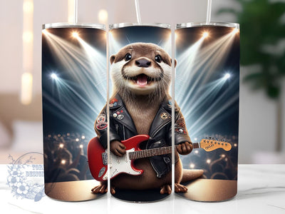 Rockstar Otter 20oz Skinny Tumbler, Rock Concert Landscape Tumbler Png, Straight & Tapered Tumbler Wrap, Instant Digital Download Sublimation ToriDesigns 