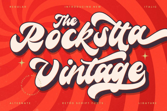 Rockstta Vintage - Retro Script Font Font Letterena Studios 