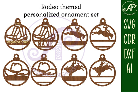 Rodeo Christmas Ornaments, 4 designs SVG laser cut SVG APInspireddesigns 