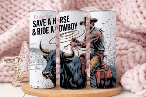 Rodeo Cowboy Tumbler Wrap Sublimation DesignSVG 