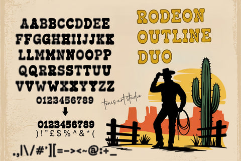 Rodeo Font Bundle | Western Display Serif Font Duo Pack Font TonisArtStudio 