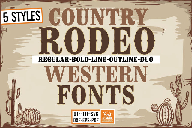 Rodeo Font SVG Bundle | Cowboy Alphabet | Western Font OTF | Rodeo Outline Letters | Country Font TTF | Cricut & Silhouette Cut Files Font TonisArtStudio 