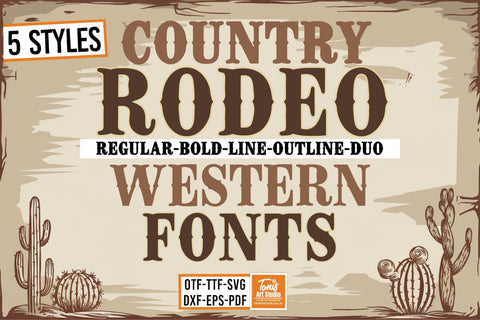 Rodeo Font SVG Bundle | Cowboy Alphabet | Western Font OTF | Rodeo Outline Letters | Country Font TTF | Cricut & Silhouette Cut Files Font TonisArtStudio 