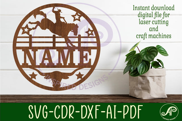 Rodeo horse name sign svg laser cut template SVG APInspireddesigns 